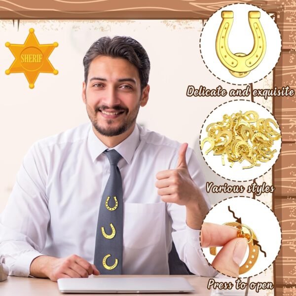48 Pcs Horseshoe Pins Bulk Cowboy Cowgirl Western Enamel Lap...
