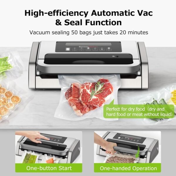 71nLXeb9fBL._AC_SL1500_.jpg Bonsenkitchen Vacuum Sealer Machine, Powerful Low-Noise Food Vacuum Sealer, Globefish Technology for High-Speed Continuous Working (Full Silver)