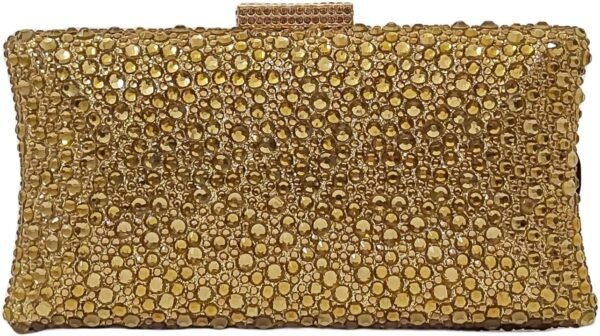 HUANG ZHUANG Sparkly Elegant Crystal Clutch Solid Rhinestone...