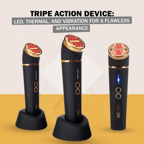 GLO24K Beauty Device for The Face. Based on Triple Action L E D, Thermal, and Vibration Technologies.