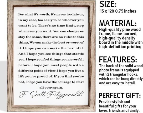 For What it's Worth Inspiring Sayings Decorative, F Scott Fi...