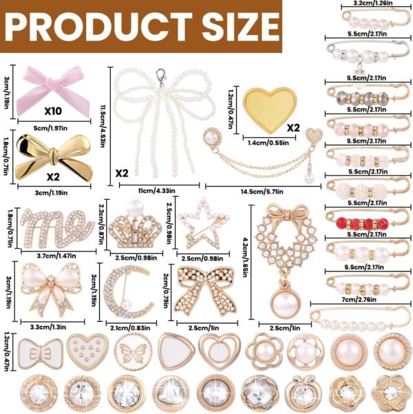 JOICEE 54 Pcs Shoe Charms Kit for Sneakers, Gold Brooches Pi...