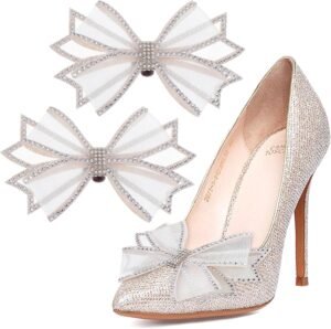 2 Pcs Shoe Clips for Women Dress Shoes, Mesh Bow 2 Pcs Shoe Clips for Women Dress Shoes, Mesh Bow Rhinestone ...