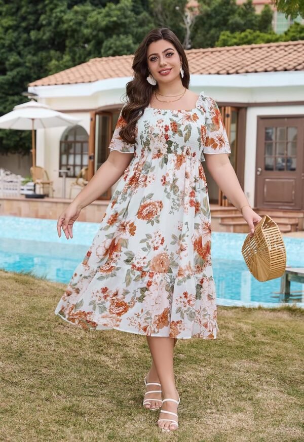 Keluummi Plus Size Wedding Guest Midi Dresses for Curvy Wome...