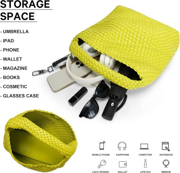 Queenoris Fashion Woven Purse for Women Top-handle Shoulder ...