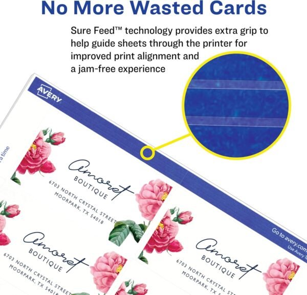 Avery Printable Business Cards with Sure Feed Technology, 2" x 3.5", White, 1,000 Blank Business Cards, Inkjet Printer Paper (8471)