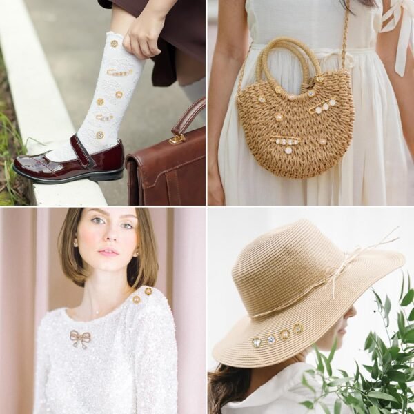 114PCS Clip-On Sneaker Decoration Charm Set, Pearl & Rhinest...