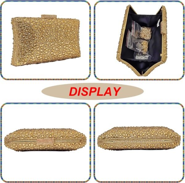 HUANG ZHUANG Sparkly Elegant Crystal Clutch Solid Rhinestone...