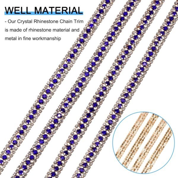 uxcell 1 Yard 3 Rows Rhinestone Chain, 8.5mm Bling Crystal C...