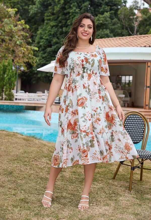 Keluummi Plus Size Wedding Guest Midi Dresses for Curvy Wome...