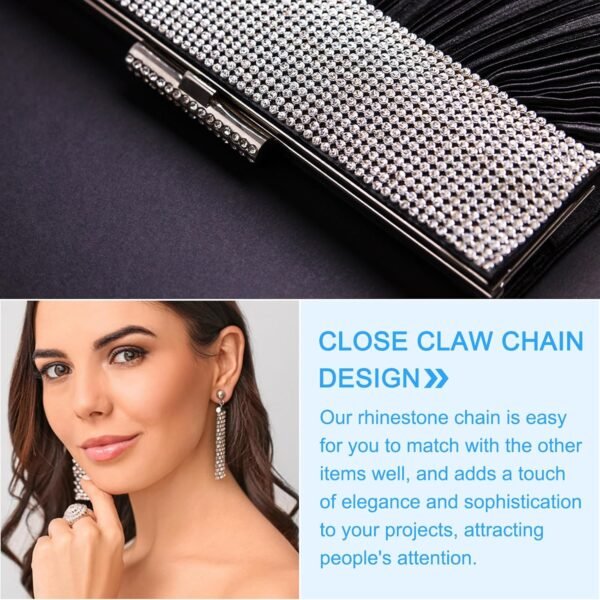 uxcell 10 Yard Crystal Rhinestone Chain, 2.0mm Sew on Close ...