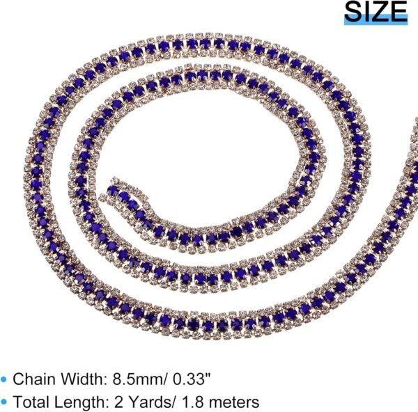 uxcell 2 Yards 3 Rows Rhinestone Chain, 8.5mm Bling Crystal ...