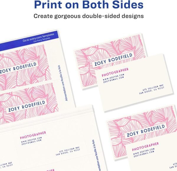 Avery Printable Business Cards with Sure Feed Technology, 2" x 3.5", White, 1,000 Blank Business Cards, Inkjet Printer Paper (8471)