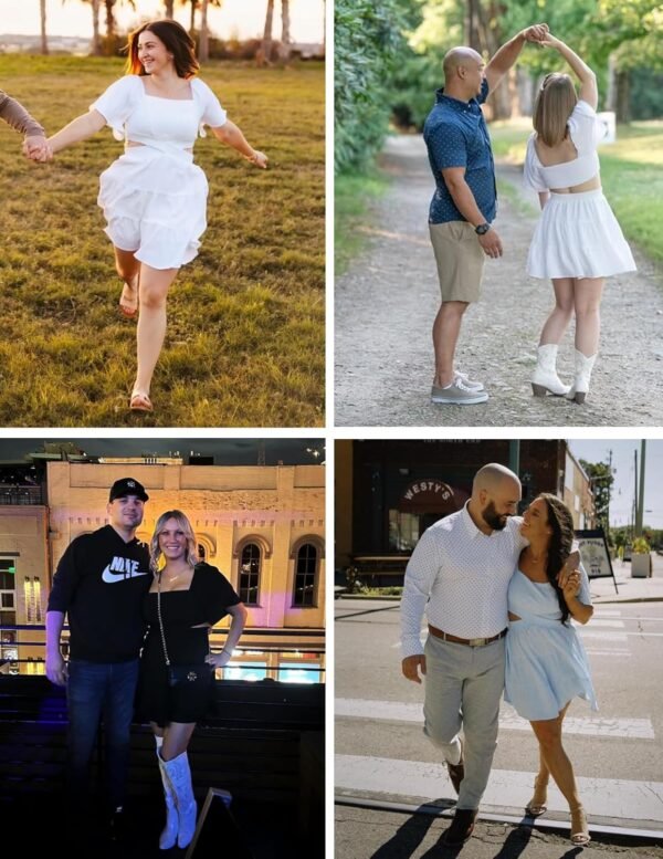 Women's Summer Dresses Square Neck Casual Short Sleeves Cros...