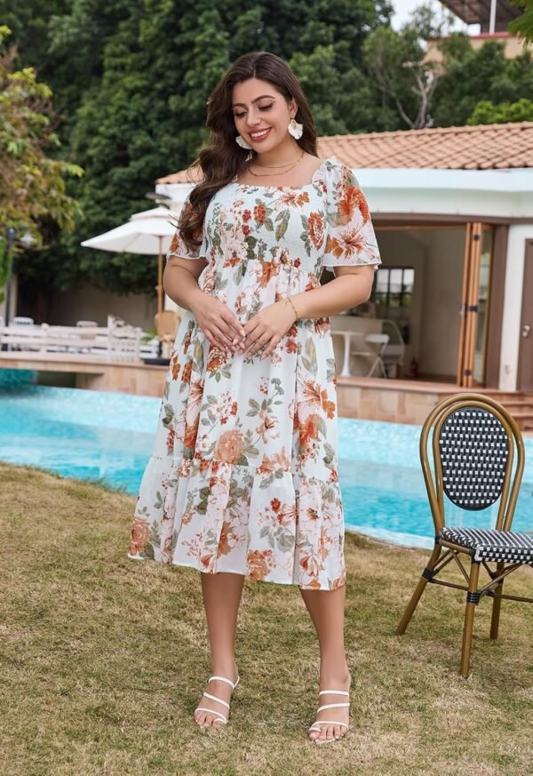 Keluummi Plus Size Wedding Guest Midi Dresses for Curvy Wome...