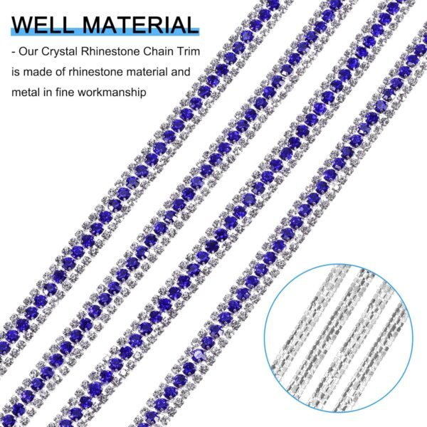 uxcell 1 Yard 3 Rows Rhinestone Chain, 8.5mm Bling Crystal C...