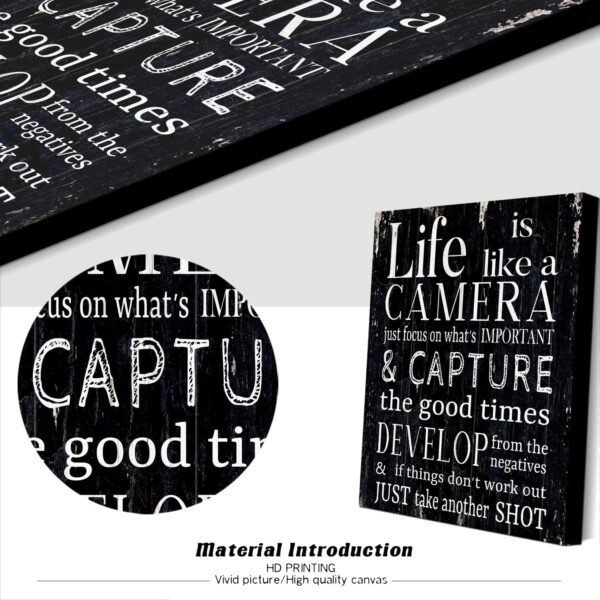 WOWGOOMO Life is Like a Camera Wall Art Vintage Inspirationa...