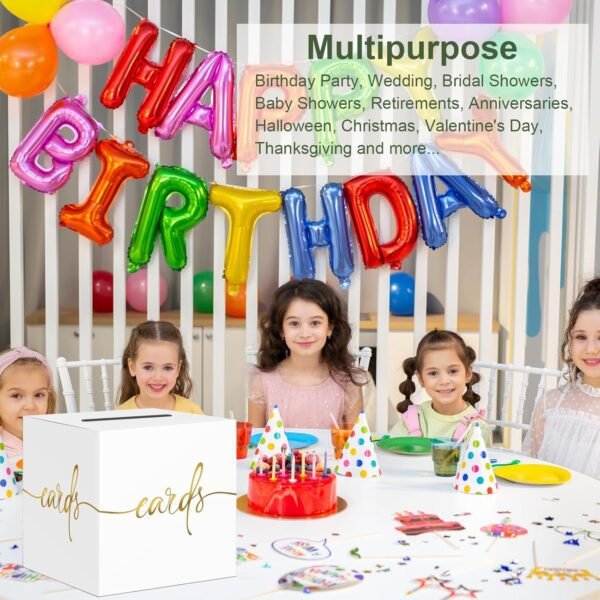 White Card Box with Gold Foil Design - Wedding, Party, Gradu...