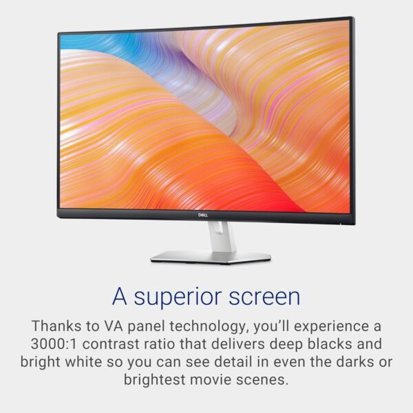 81YFn4gsy0L._AC_SL1500_.jpg Dell S3222HN Curved Monitor - 31.5-inch FHD (1920x1080) 75Hz 4Ms 1800R Curved Display, HDMI Connectivity, AMD FreeSync Technology, Tilt Adjustability - Silver