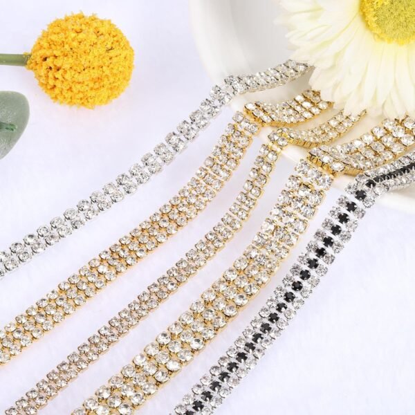 uxcell 2 Yards 3 Rows 3mm Rhinestone Chain, 9mm Bling Crysta...