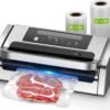 Bonsenkitchen Vacuum Sealer Machine, Powerful Low-Noise Food Vacuum Sealer, Globefish Bonsenkitchen Vacuum Sealer Machine, Powerful Low-Noise Food Vacuum Sealer, Globefish Technology for High-Speed Continuous Working (Full Silver)