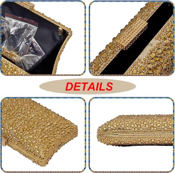 HUANG ZHUANG Sparkly Elegant Crystal Clutch Solid Rhinestone...