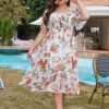 Keluummi Plus Size Wedding Guest Midi Dresses for Curvy Wome...