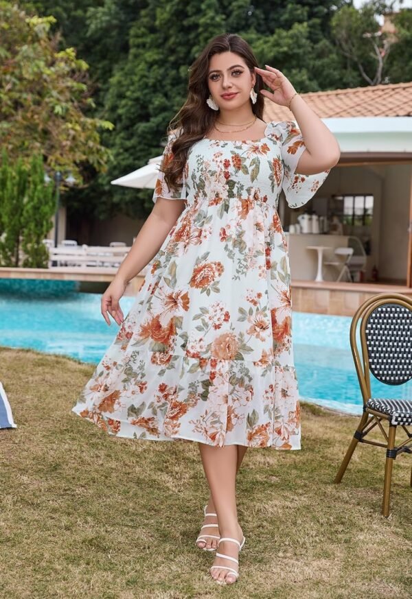Keluummi Plus Size Wedding Guest Midi Dresses for Curvy Wome...