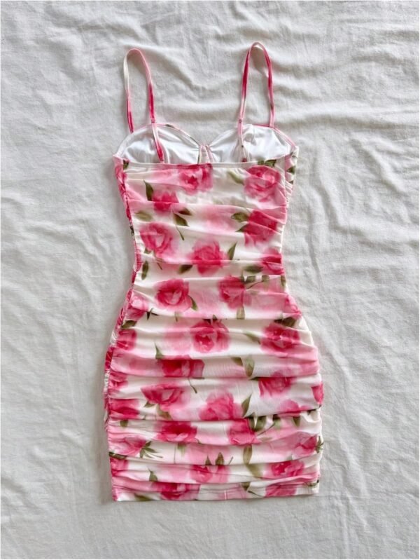 Verdusa Women's Floral Ruched Bodycon Mini Dress Spaghetti S...