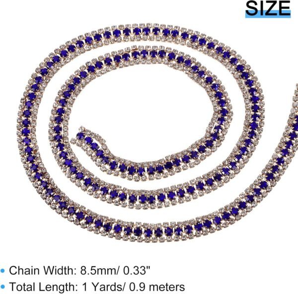 uxcell 1 Yard 3 Rows Rhinestone Chain, 8.5mm Bling Crystal C...