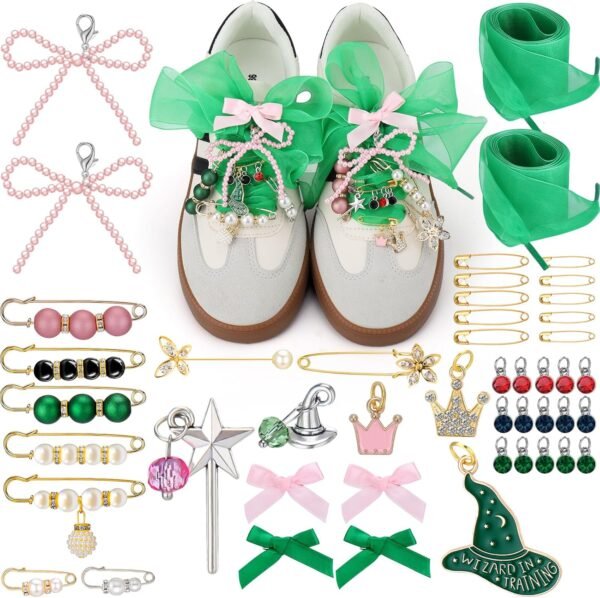 AIERSA Shoes Charms for Sneakers Socks, 47pcs Pearl Shoe Lac...