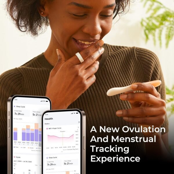 femometer Smart Ring Gen2 - Sleep, Heart Rate & Cycle Monitoring - Free Subscription - Women's Health & Fertility Tracker with BBT Technology - Size Before You Buy - Up to 7 Days Battery Life - Size 8