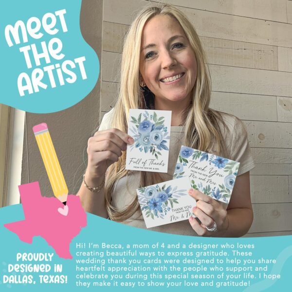 Hadley Designs 54 Wedding Thank You Cards With Envelopes - T...