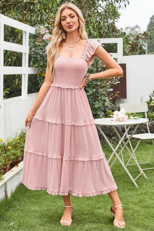 Newshows Women's 2025 Summer Wedding Guest Dress Ruffle Slee...