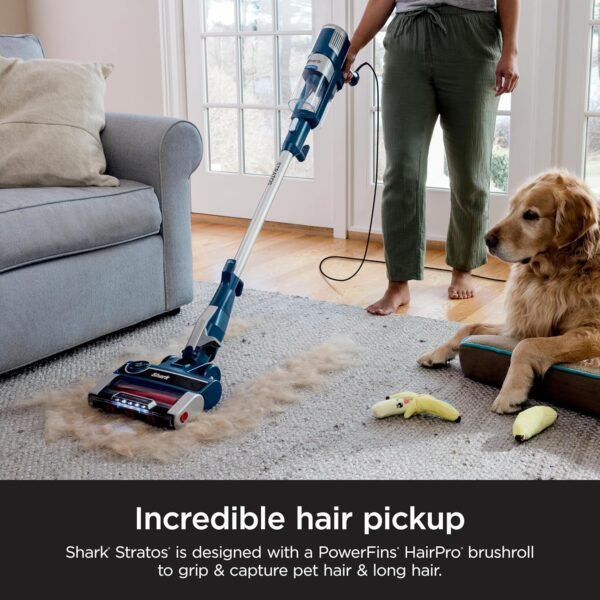 Shark HZ3002 Stratos Ultralight Corded Stick Vacuum with DuoClean PowerFins HairPro, Self-Cleaning Brushroll, & Odor Neutralizer Technology, Navy