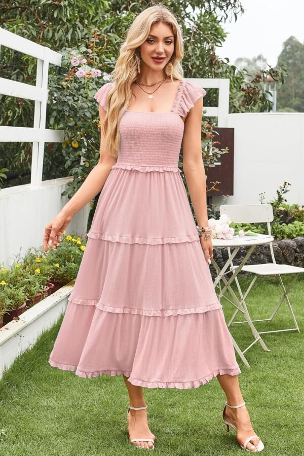 Newshows Women's 2025 Summer Wedding Guest Dress Ruffle Slee...