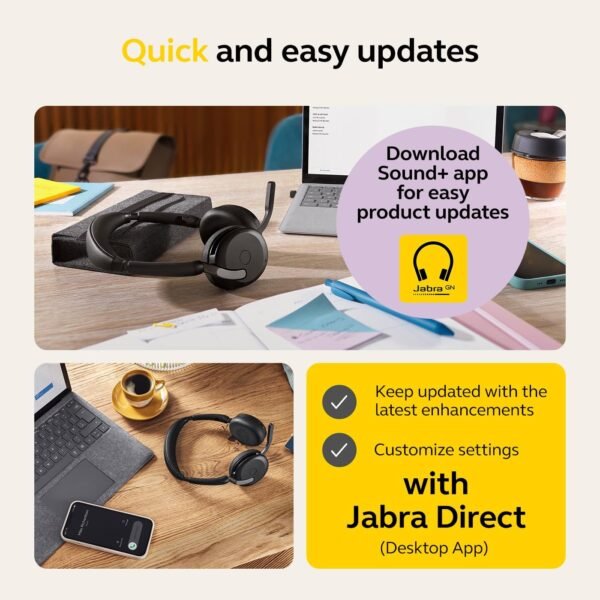 Jabra Evolve2 65 Flex Wireless Stereo Headset - Bluetooth, Noise-Cancelling ClearVoice Technology & Hybrid ANC - Certified for Microsoft Teams - Black