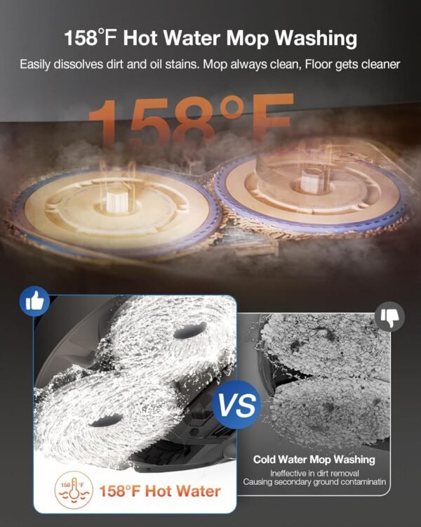 ECOVACS DEEBOT T30S Combo Robot Vacuum and Mop, All in One Cleaning Hub, 11000Pa, ZeroTangle Technology, TruEdge Adaptive Edge, Dual Self-Emptying, Hot Water Washing