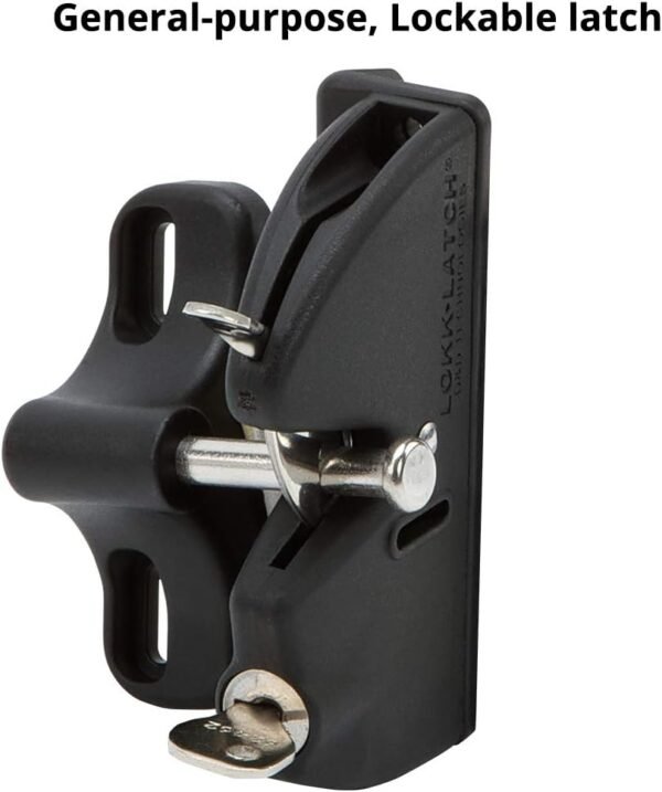 51rWok73LxL._AC_SL1000_.jpg D&D Technologies LLAA LokkLatch, Locking Gate Gravity Latch, Key Lockable on One Side of Gate, for Metal, Wood, and Vinyl Fences, Black