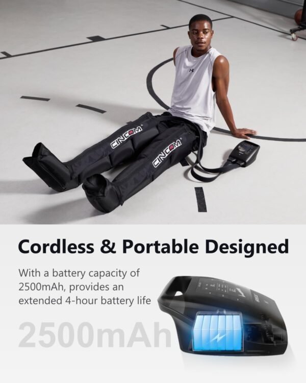 CINCOM Cordless Leg Recovery System with Dynamic Compression Massage Technology - 3 Different Sizes for Everyone(Large)
