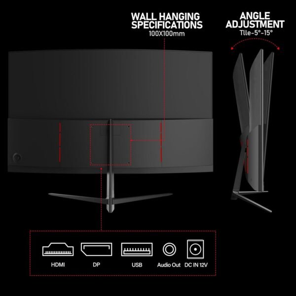 61crDYhNhFL._AC_SL1500_.jpg 27 inch Curved Gaming Monitor,144Hz/180Hz PC Monitor Full HD 1080P, Frameless 1800R Computer Display with FreeSync & Eye-Care Technology, Wall Mountable, DP, HDMI Port (Black)