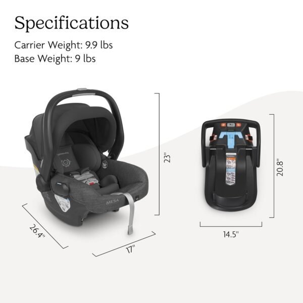 UPPAbaby Mesa V2 Infant Car Seat/Easy Installation/Innovative SmartSecure Technology/Base + Robust Infant Insert Included/Direct Stroller Attachment/Greyson (Charcoal Mélange)