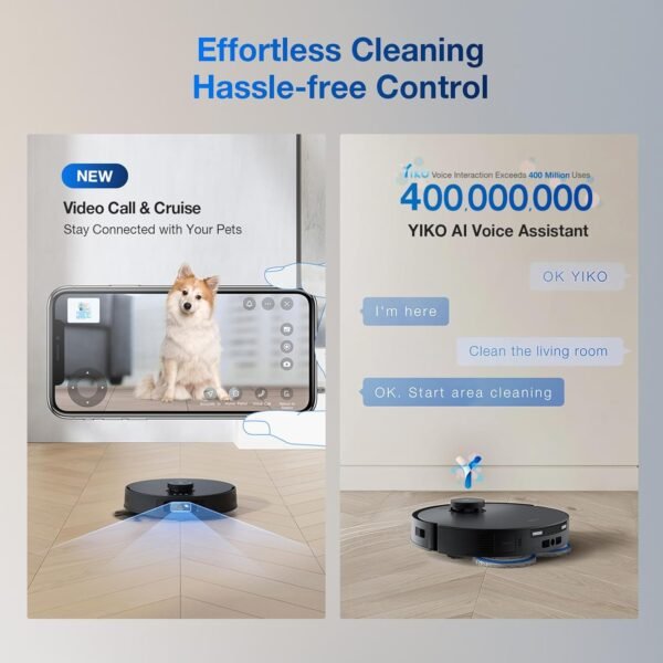 ECOVACS DEEBOT T30S AI Robot Vacuum and Mop, 11000Pa, TruEdge Adaptive Edge Mopping, ZeroTangle Technology, AI Instant Re-mop, Hot Water Mop Washing, Self-Emptying & Refilling, AI Obstacle Avoidance