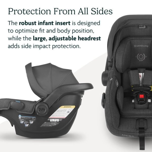UPPAbaby Mesa V2 Infant Car Seat/Easy Installation/Innovative SmartSecure Technology/Base + Robust Infant Insert Included/Direct Stroller Attachment/Greyson (Charcoal Mélange)