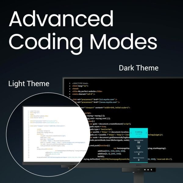 BenQ RD320U 32” 4K 3840x2160 Programming Monitor with 2000:1 Contrast Ratio, Nano Matte Panel, Backlight, 90W USB-C, Coding Modes, Night Hours Protection, Ergonomic Design, and Eye-Care Technology