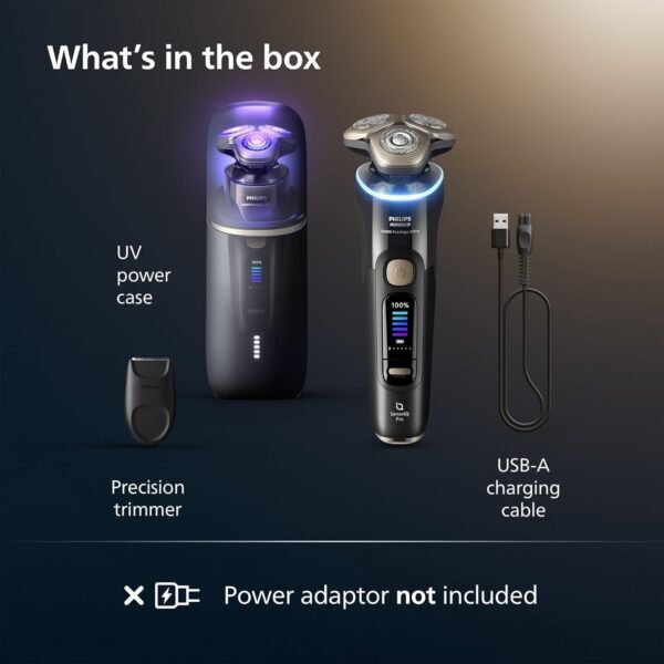 Philips Norelco Shaver i9000 Prestige Ultra, Wet & Dry Electric Shaver, Ink Black, SenseIQ Pro Technology, Triple Lift & Cut System, 360 Rotating NanoTech Precision Blades, 5 Shaving Modes, XP9400/89
