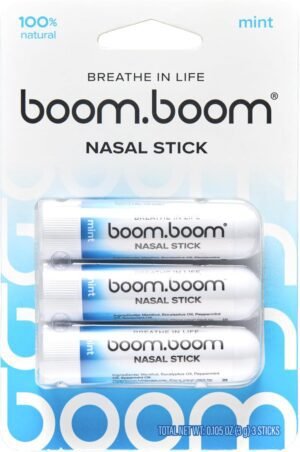 BoomBoom Nasal Stick | Vapor Flow Technology | Cool Refreshing BoomBoom Nasal Stick | Vapor Flow Technology | Cool Refreshing Sensation | Natural Mood Boost | Simple Ingredients | Essential Oils + Menthol Inhaler (Mint)