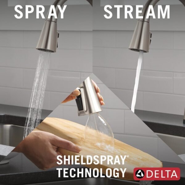 71pxCFsZifL._AC_SL1500_.jpg Delta Lenta Touchless Kitchen Faucet with Touch Technology, Brushed Nickel Kitchen Sink Faucet with Pull Down Sprayer, Single Hole, SpotShield 19802TLZ-SP-DST