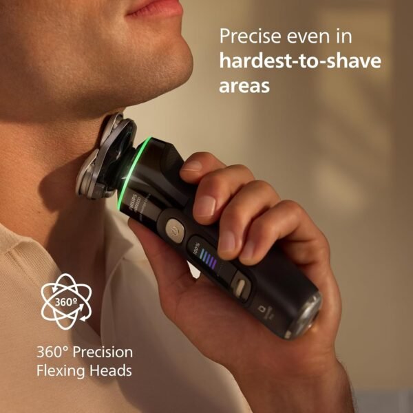 Philips Norelco Shaver i9000 Prestige Ultra, Wet & Dry Electric Shaver, Ink Black, SenseIQ Pro Technology, Triple Lift & Cut System, 360 Rotating NanoTech Precision Blades, 5 Shaving Modes, XP9400/89