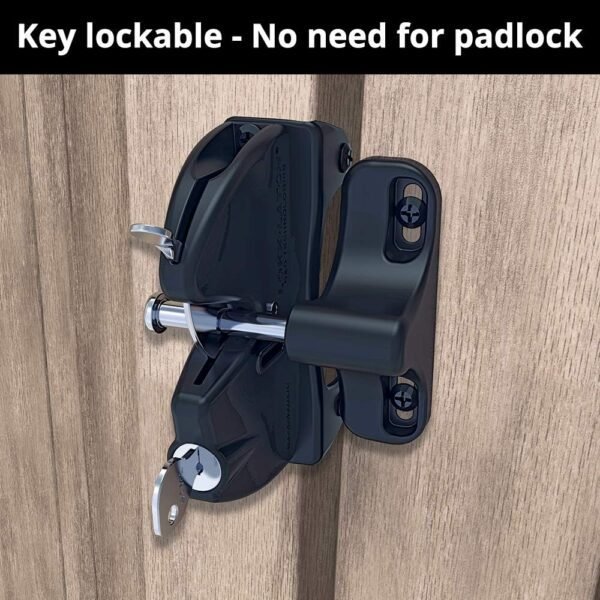 71zStOjRuqL._AC_SL1000_.jpg D&D Technologies LLAA LokkLatch, Locking Gate Gravity Latch, Key Lockable on One Side of Gate, for Metal, Wood, and Vinyl Fences, Black